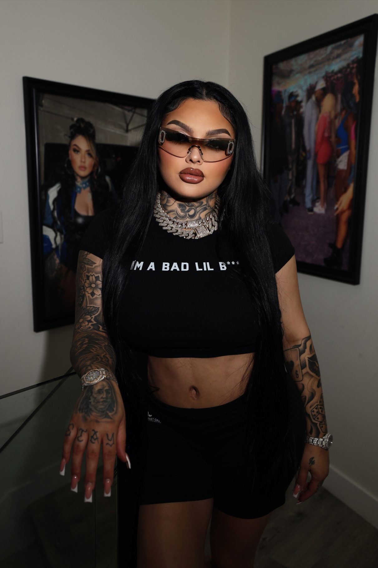 "I'm a Bad lil B****" Crop Tee (Black)
